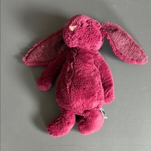 Jellycat Bashful Bunny Stuffy - Cassis Color, Burgundy, Holiday Sparkle
